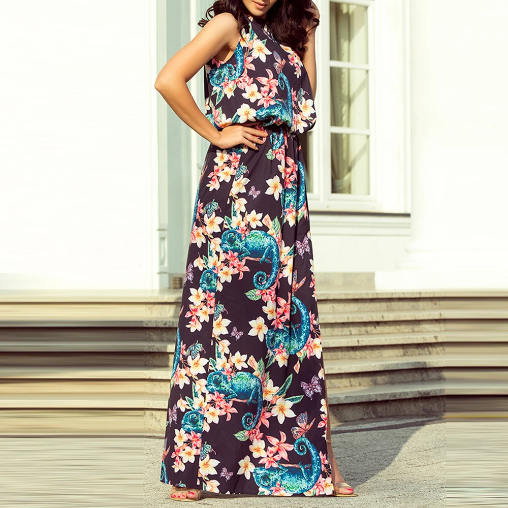 Женское шифоновое платье в пол Длинное Элегантное богемном стиле с завышенной