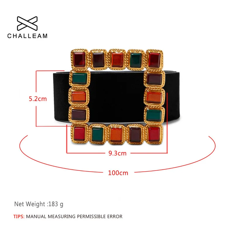 Женские винтажные ремни Harajuku Яркие модные квадратные большие роскошные