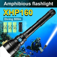 xhp160 diving flashlight led rechargeable underwater lamp ipx8 professional waterproof torch xhp90 powerful scuba diving lantern