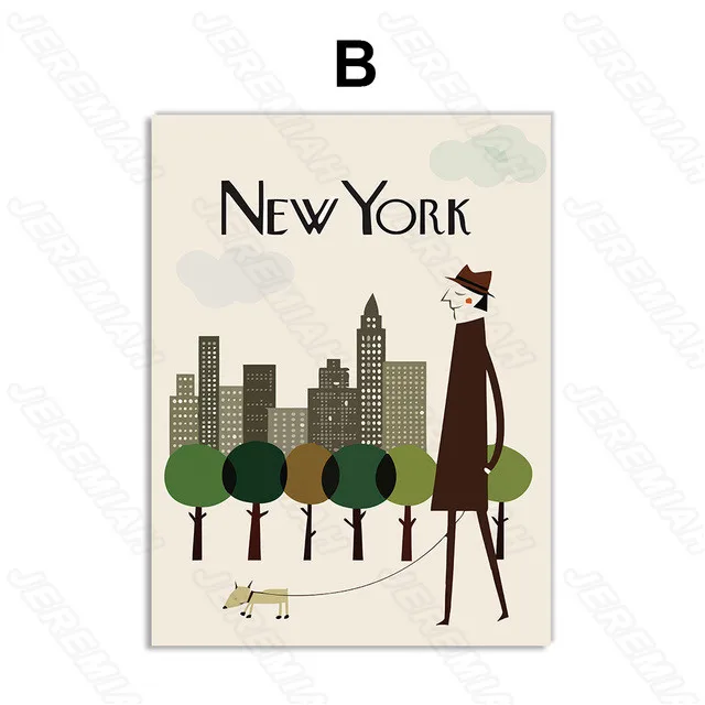 

City Girl Landscape Poster Nordic Style Waterproof Ink Canvas Print Painting Modern Living Room Bedroom Wall Sticker