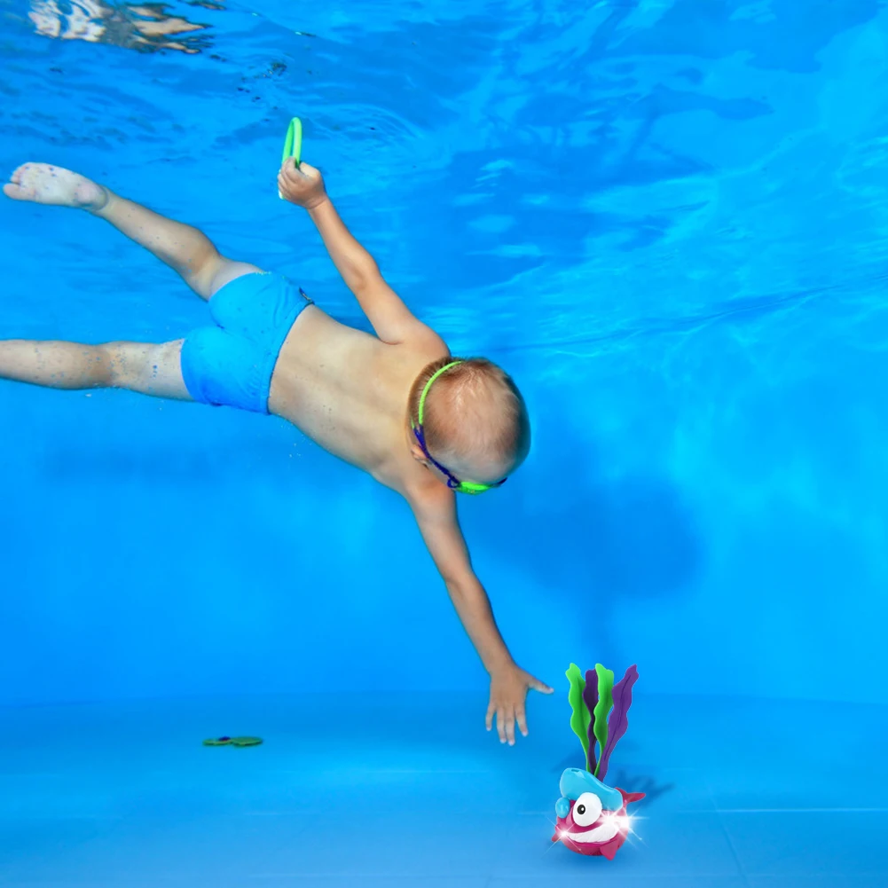 

Baby Seaweed Shark Bath Toys Kids LED Lighting Up Water Floating Cartoon Toy Glowing Beach Toys Water Playing for Children