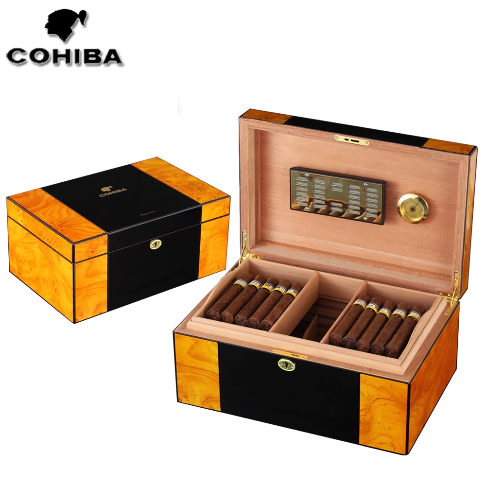 Домашний чехол для сигар COHIBA из кедрового дерева с глянцевой отделкой пианино