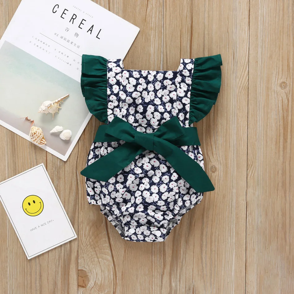 

6M 12M 18M 24M Baby Girl Clothes Newborn Toddler Summer Short-sleeved Bow Bodysuits Kids Baby Toddler Clothing Romper