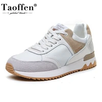 taoffen size 35 40 women flats shoes real leather mixed color shoes women fashion cool sneakers women vacation footwear