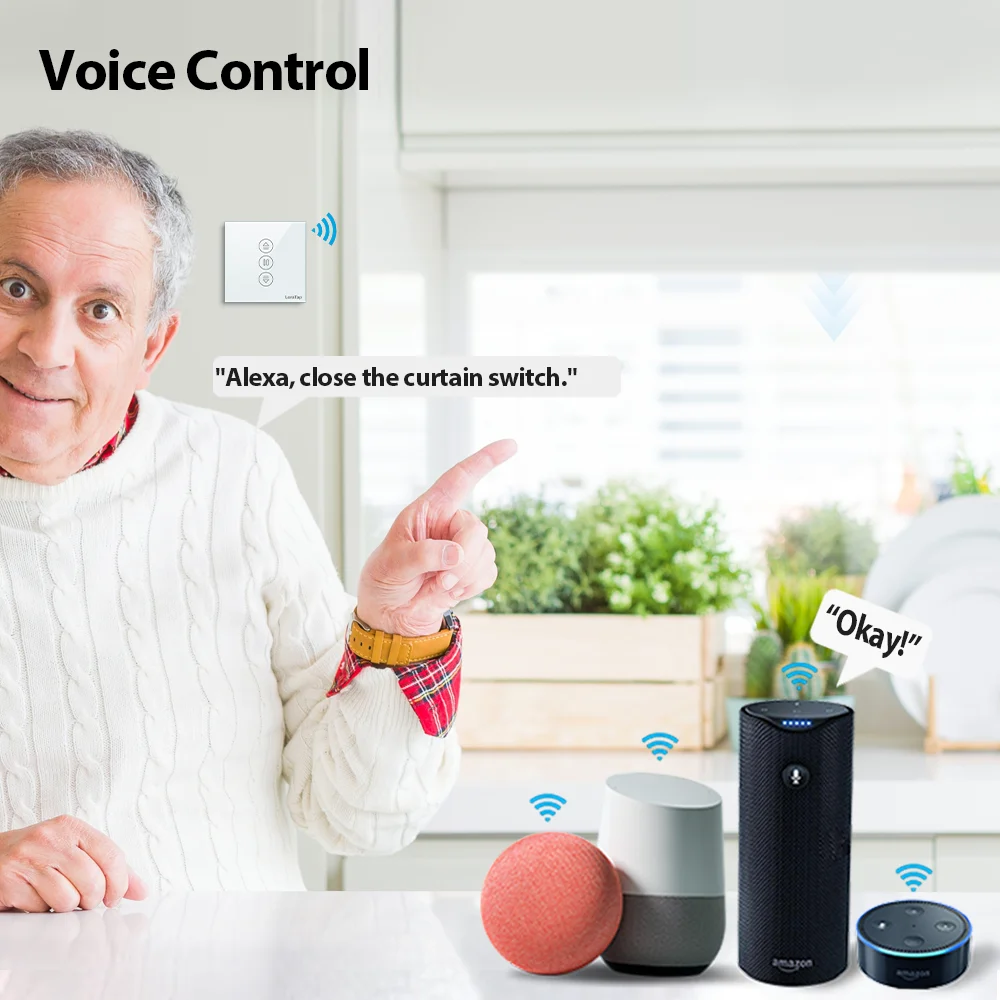 QCSMART Tuya WiFi Smart Life Curtain Switch for Roller Shutter Electric Motorized Blinds Voice Control by Alexa Google Home | Электроника