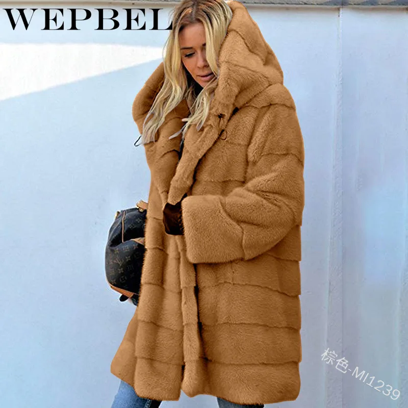 WEPBEL женские пальто куртки повседневные однотонные зимние плюшевые с капюшоном