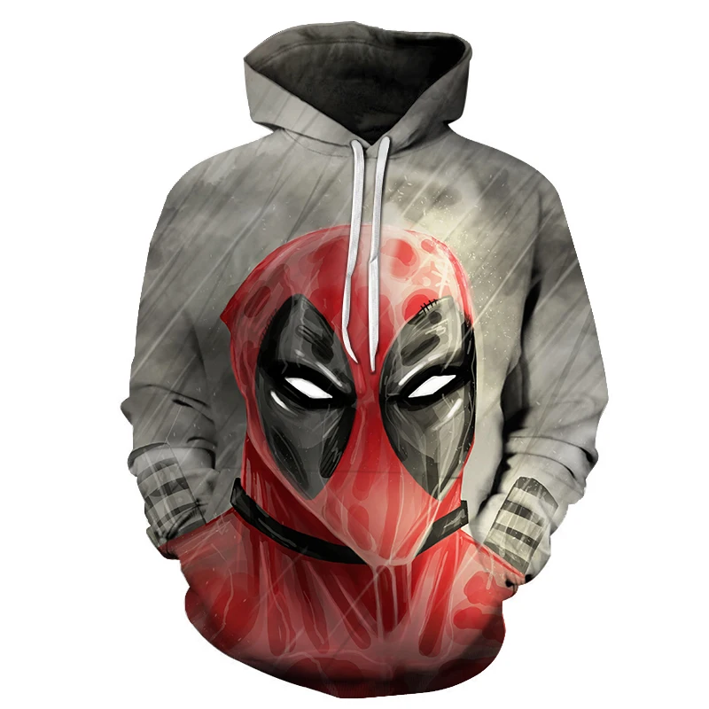 

2021 spring and autumn superhero Deadpool 3d printing men and women casual hoodie hip hop street clothing hooded sweatshirt fash