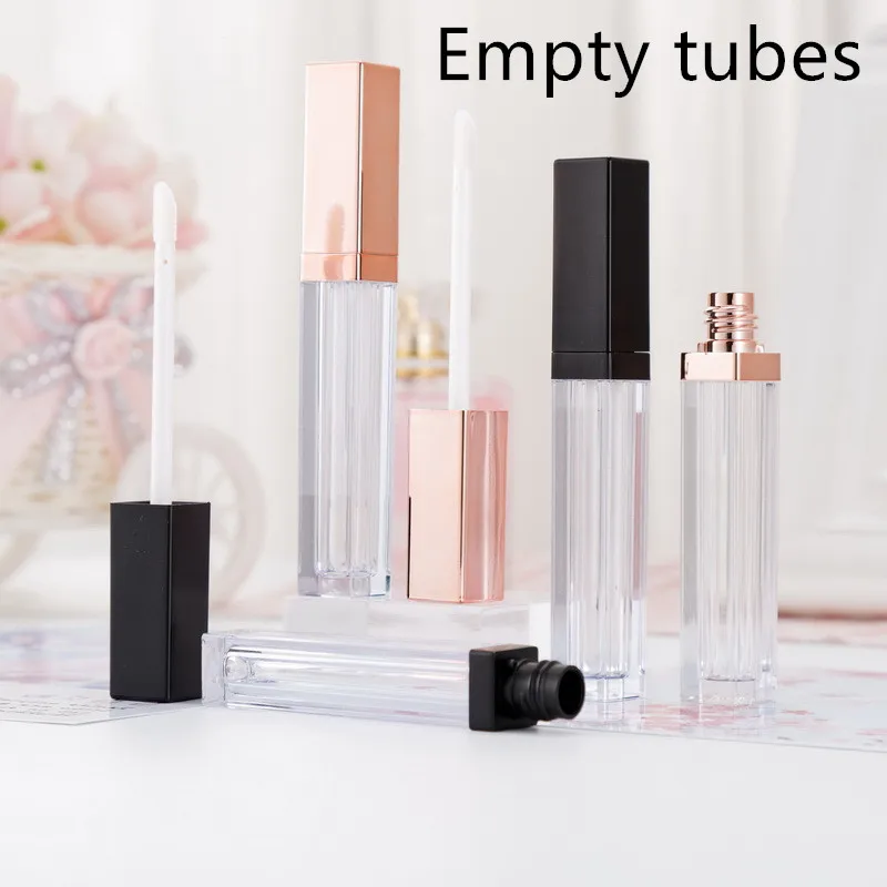 50pcs Lipgloss Tube Wholesale Cosmetic Empty Container Bulk 5ml Bottle Private Logo Customized Packaging OEM Make Your Own Brand