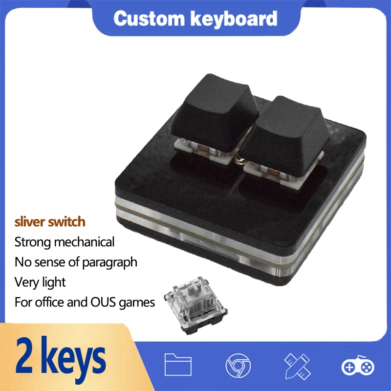 

OSU Mini 2 key Keyboard Photoshop Drawing Keyboard Silver Switch Programming Macro Keypad Mechanical Keyboard With Software