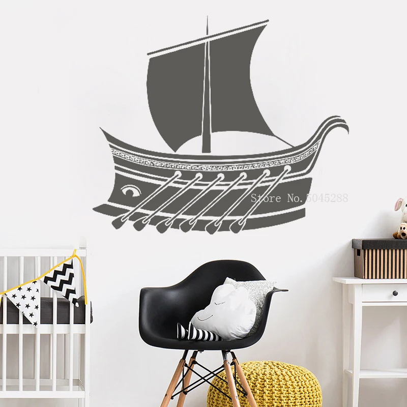 Винтажные виниловые наклейки на стену с кораблем лодка морской корабль яхта тема