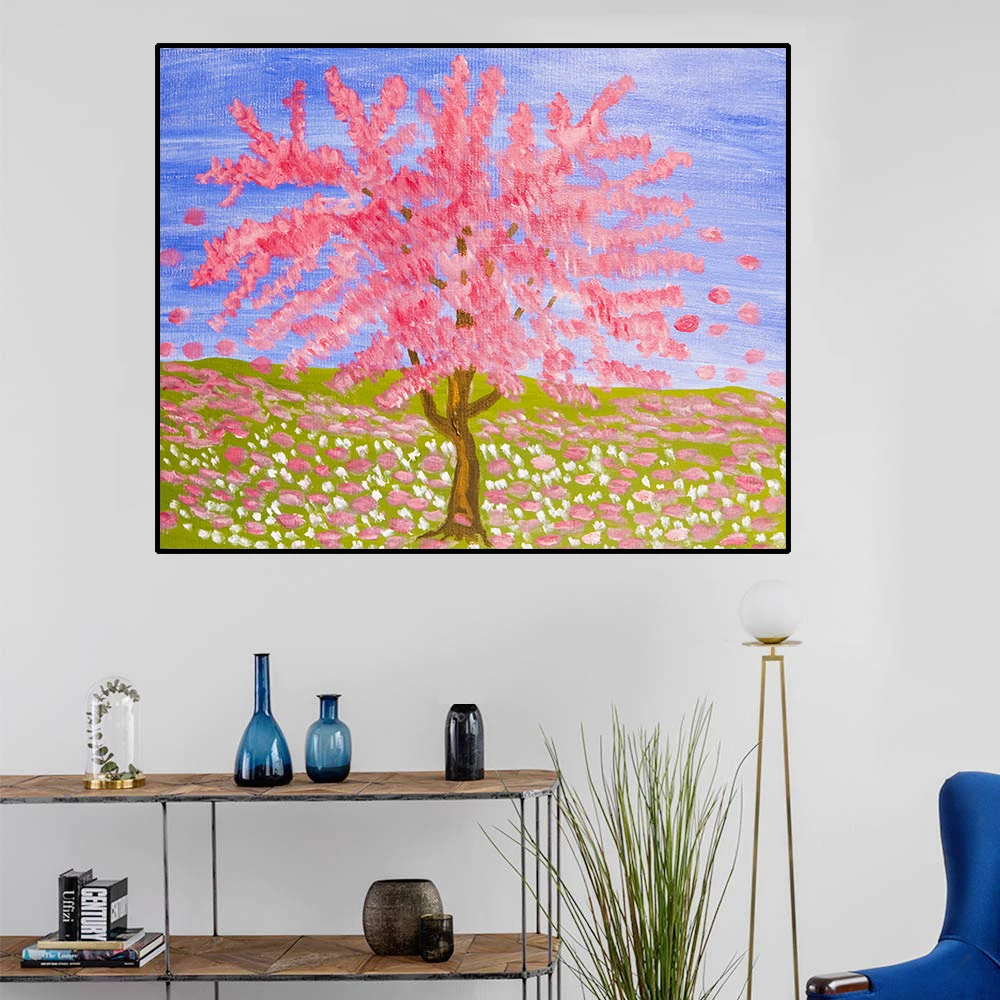 

Laeacco Wall Art Watercolor Tree Canvas Poster Abstract Painting Modern Room Home Decor Picture For Living Room Home Decor