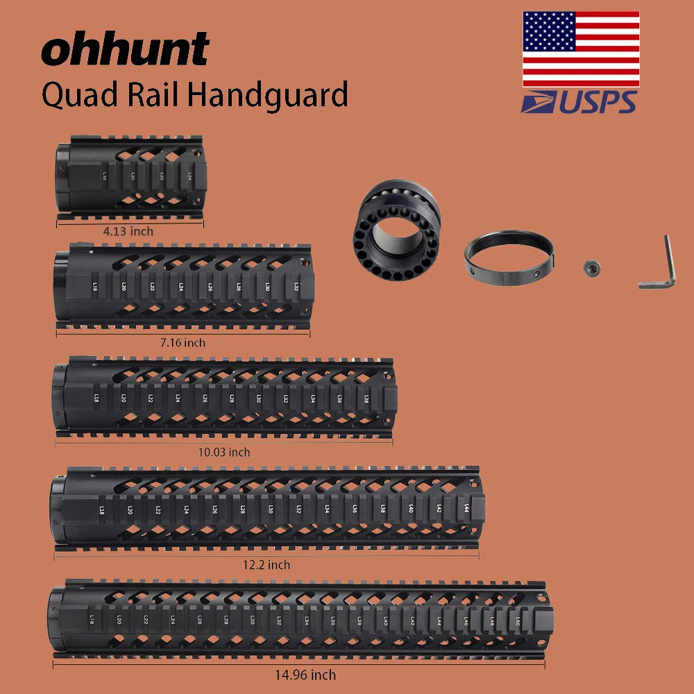 Тактическая 4 дюймовая направляющая ohhunt с свободным поплавком 7 10 12 15 дюймов типа