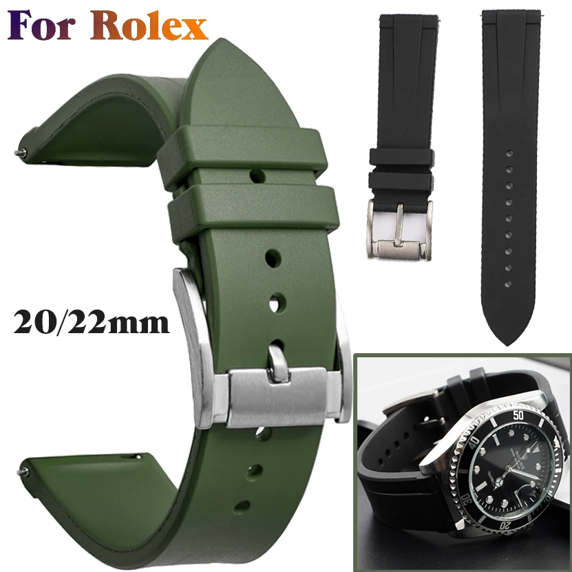 

Silicone Watch Band for Rolex Submarainer Yacht-Master 20mm22mm High Quality FKM Rubber Wirstband Women Men Luxury Quick Release