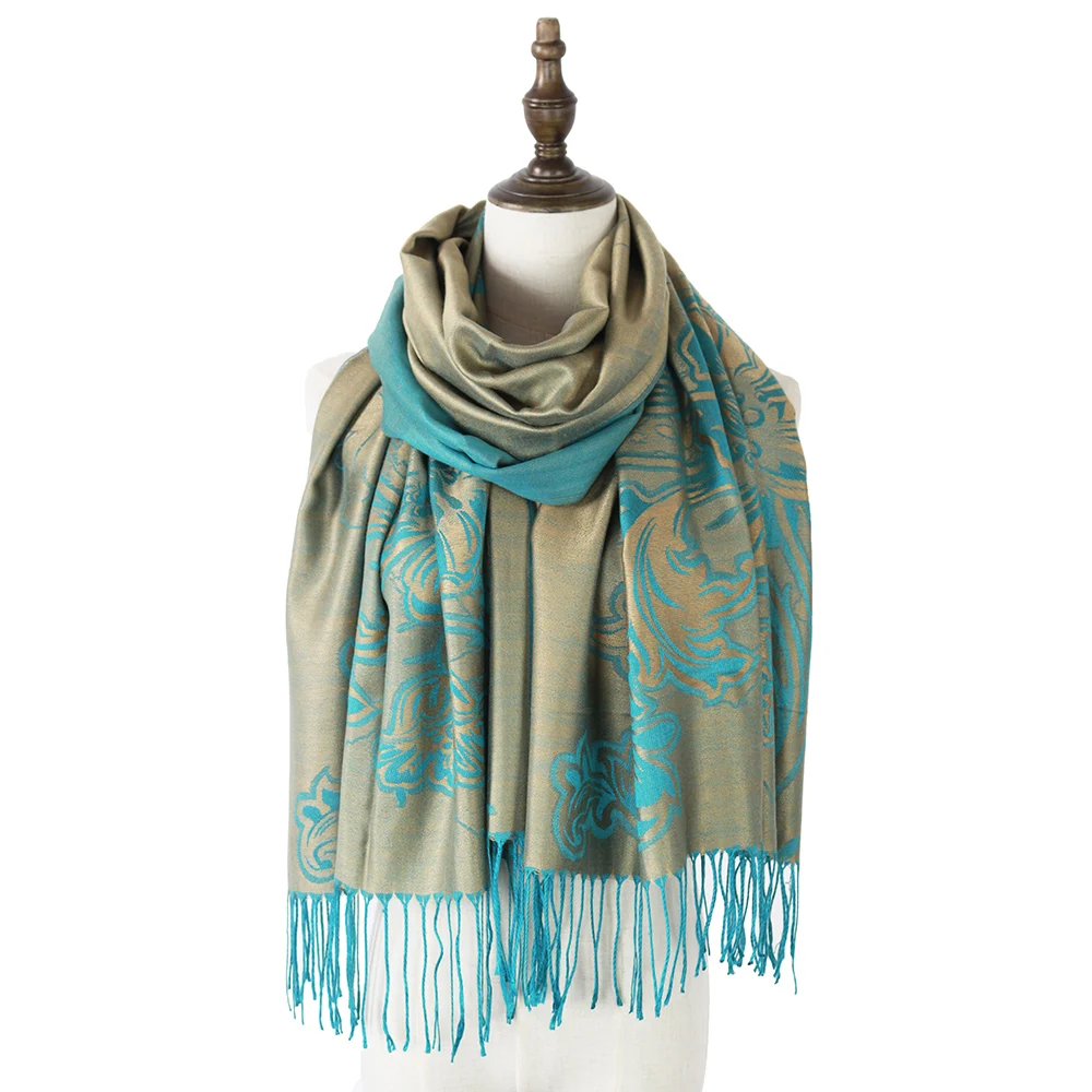 Жаккардовая шарф района женский Дамы Обертывания Платки Шарфы женские роскошные