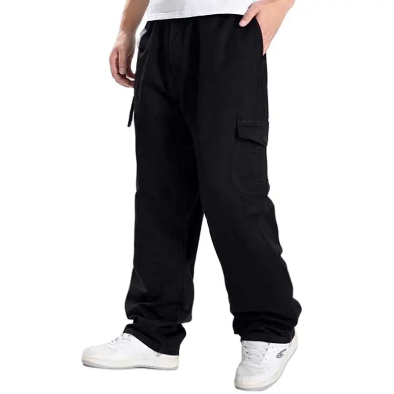 Уличные брюки карго для мужчин хлопковые повседневные с карманами прямые