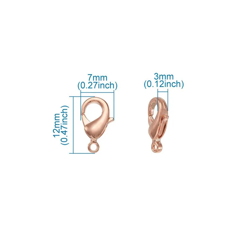 100 шт. розовое золото латунь металлический коготь омаров застежки браслет крючки