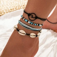 hand beaded waves multi layer anklets for women foot jewelry summer beach barefoot bracelet ankle shell bohemian accessories