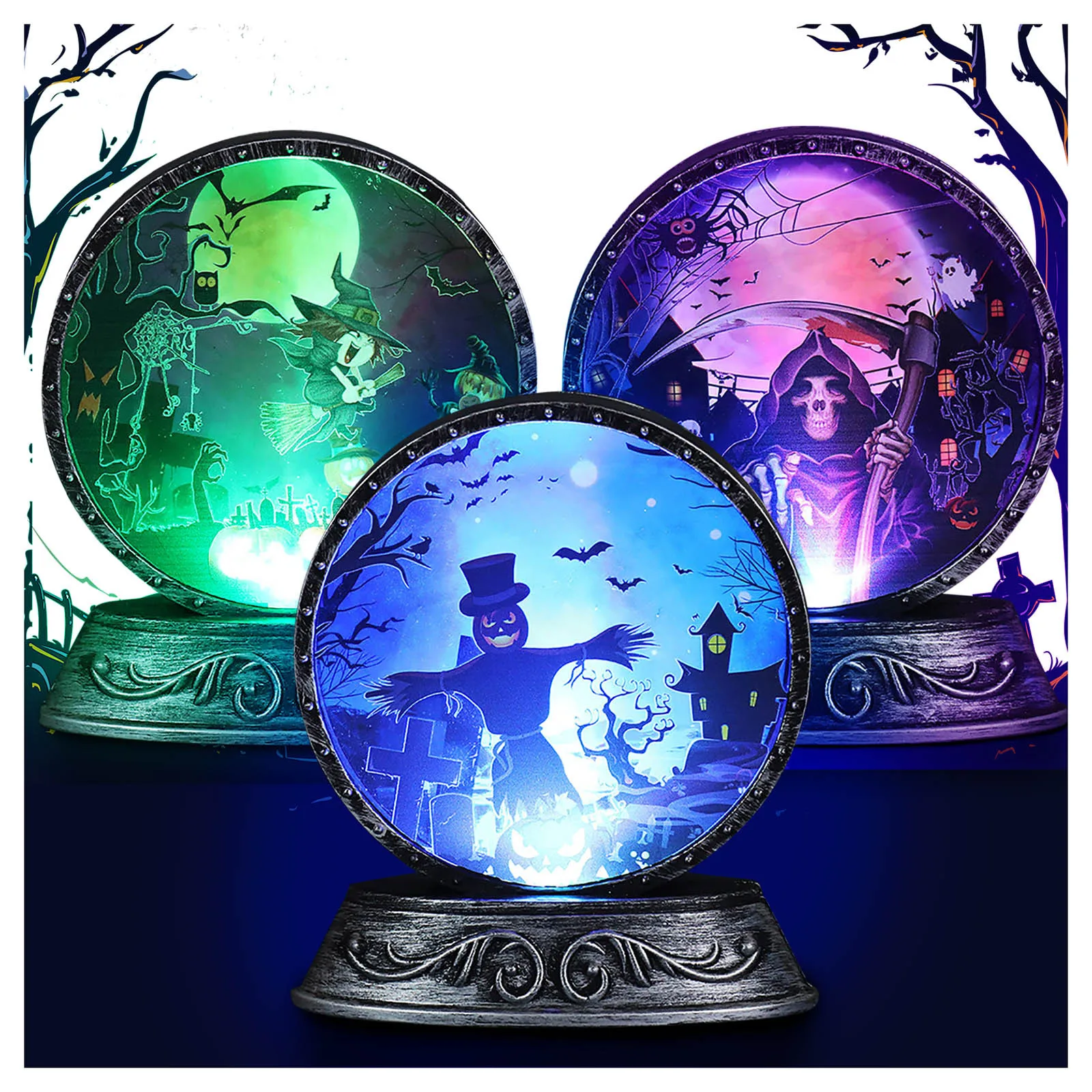 Светильник ящиеся светодиодные свечи в виде черепа и тыквы на Хэллоуин