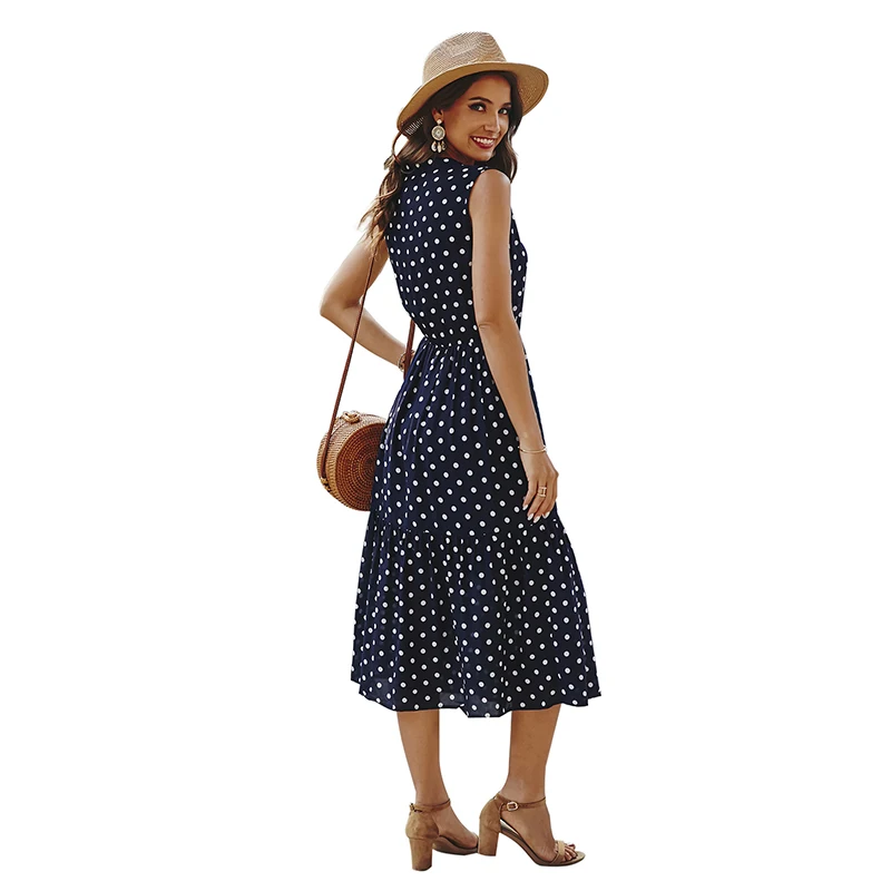 

Sleeveless Polka Dot Lace Fashion Women's Long Dress Elegant Party Dress Casual Vacation Women's 2020 Summer New