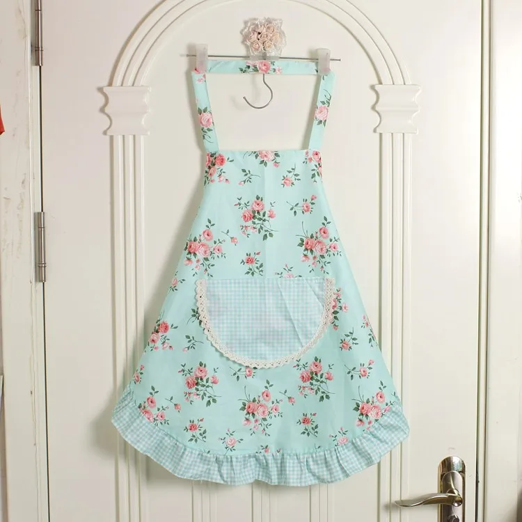 Фартук женский из хлопчатобумажной ткани с цветочным принтом кухонный аксессуар