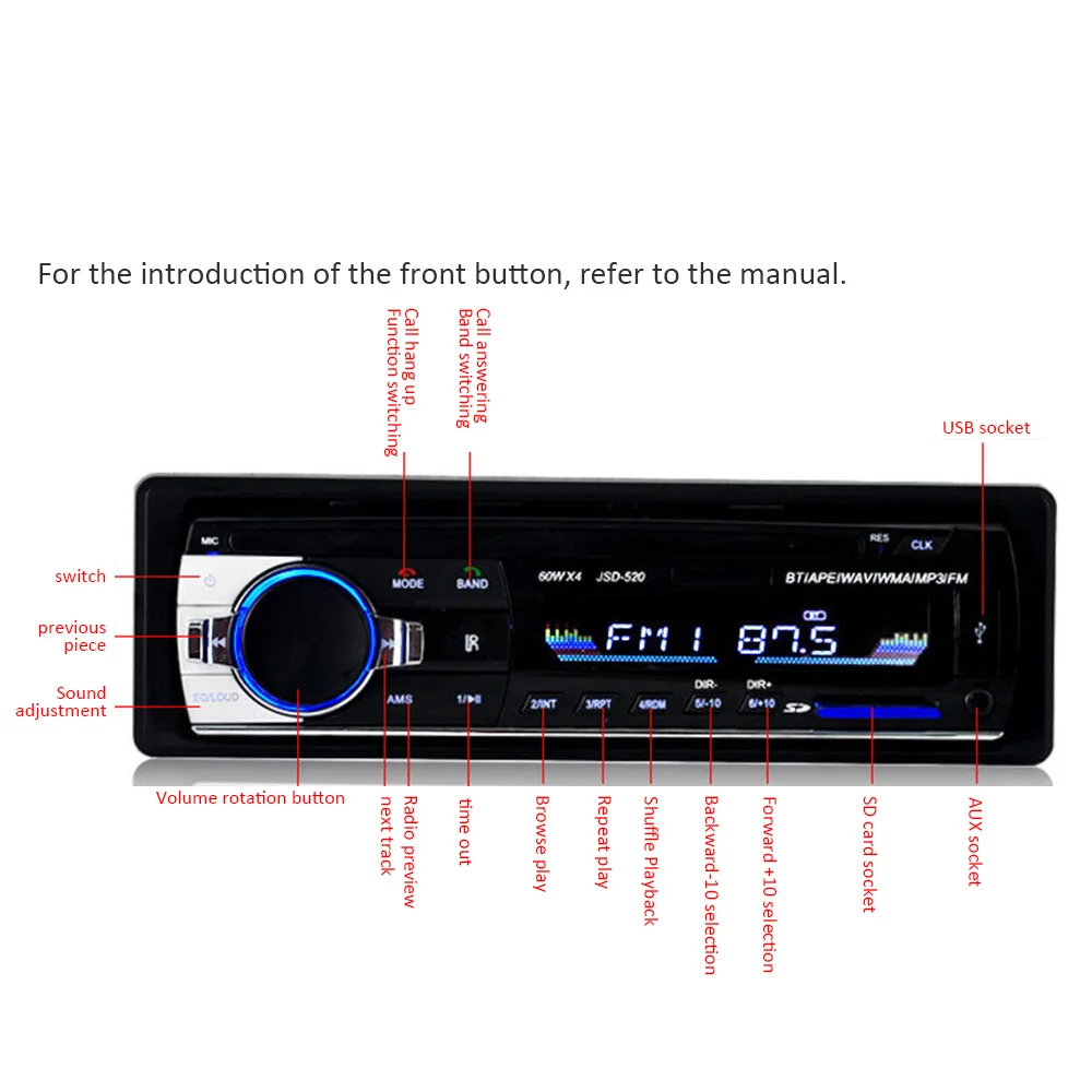 Универсальный Автомобильный MP3 плеер 12 В AUX USB автомобильный Bluetooth fm радио