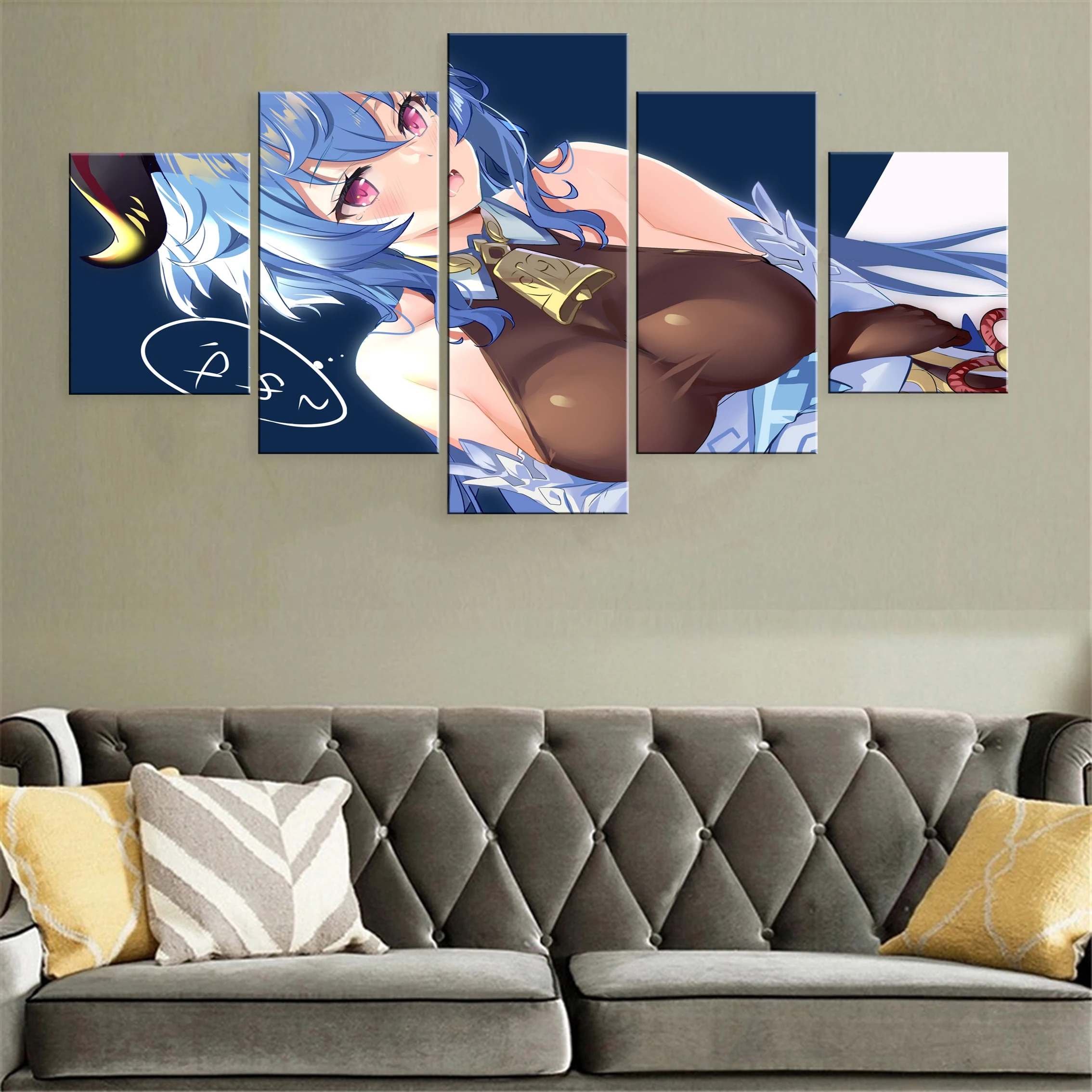 

Anime Girl 5 Piece Canvas Painting Poster HD Sexy Beauty Framework Wall Artwork Decor Modern Modular Decoration Picture