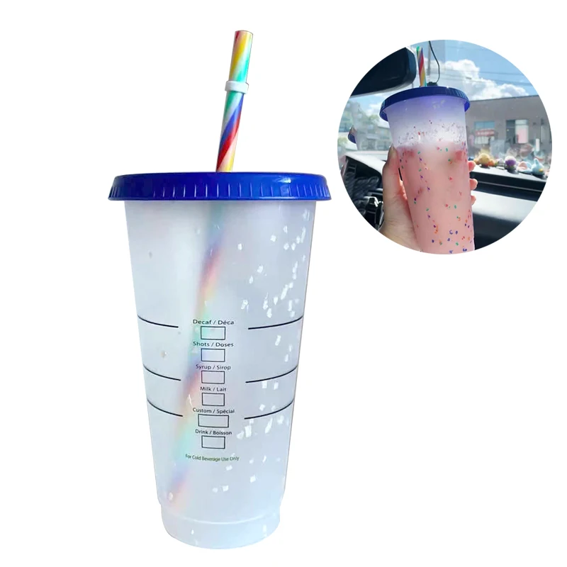 С соломинкой креативные чашки для воды меняющие цвет многоразовая чашка