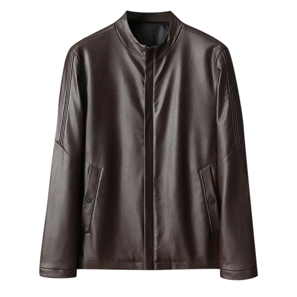 Коричневый Dropshipping Casual Tops Plus Size Fashion Men's Autumn Winter New Retro Solid Collar Jacket Pure Long Sleeved Coat man Handsom - Цвет: Коричневый