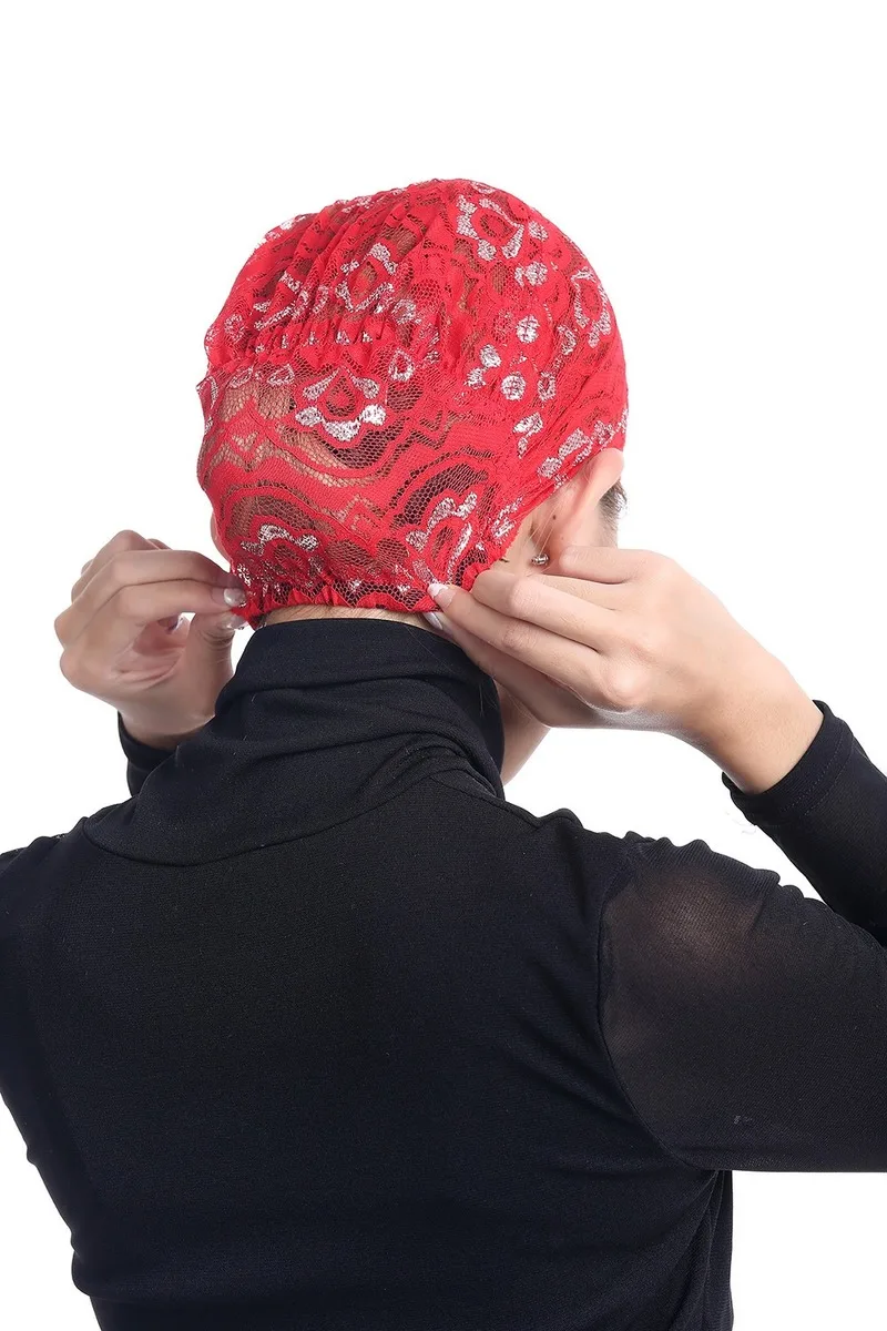 

Muslim Lace Glitter Base Cap TC303 Head Wrap Jersey Hijab Women Turban Pleated Hijab Turban for Women Chiffon Hijab