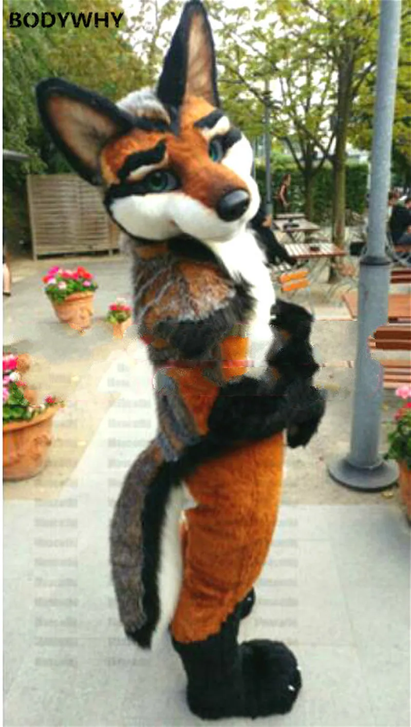 Хэллоуин длинный мех волка собака Фурсьют талисмана Косплэй пушистый костюм