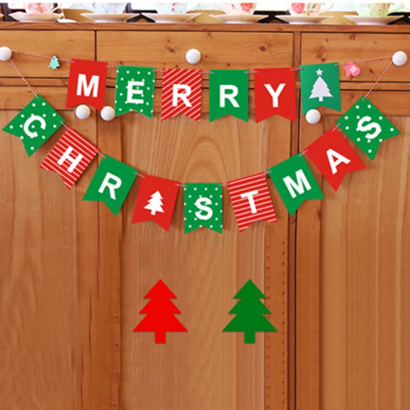 2 Искусственных Рождественских флага бумажный баннер рождественские флаги