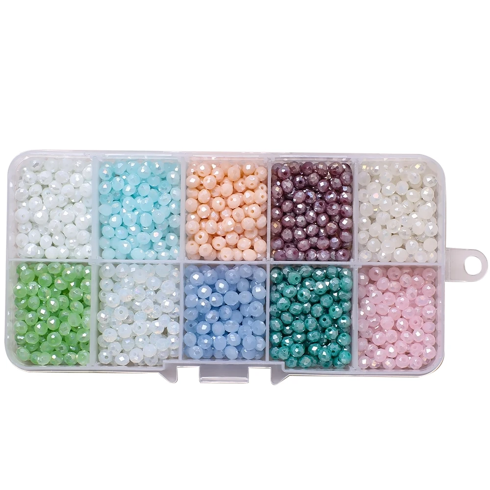 4 6 8mm AB Rondelle Glass Faceted Beads for Jewelry Making DIY for Woman Briollete Crystal Round Loose Spacer Beaded Needlework