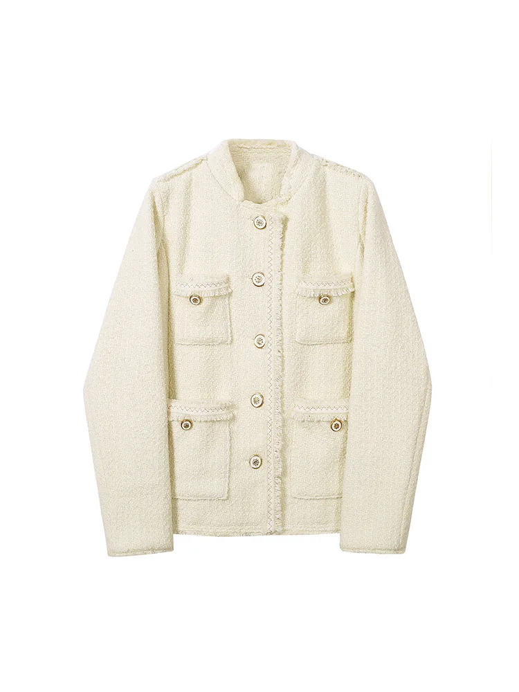 

Fashion French Retro Loose Quilted Women's Jacket 2021 Tweed Long-sleeved Short Jacket Women Autumn And Winter