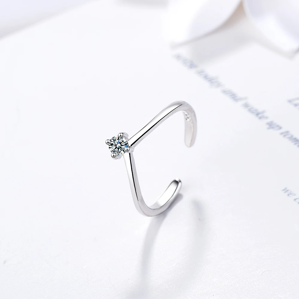 Fashion 100% Real 925 Sterling Zirconia Crown Finger Ring Classic Stackable Silver Jewelry For Women Wedding Christmas Gift | Украшения и
