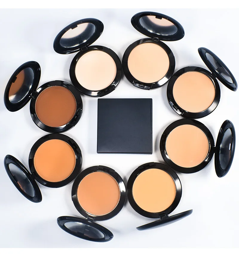 Private Label Face Pressed Powder Oil Control Natural Foundation Powder 8 Color Smooth Finish Concealer Setting Powder Wholesale