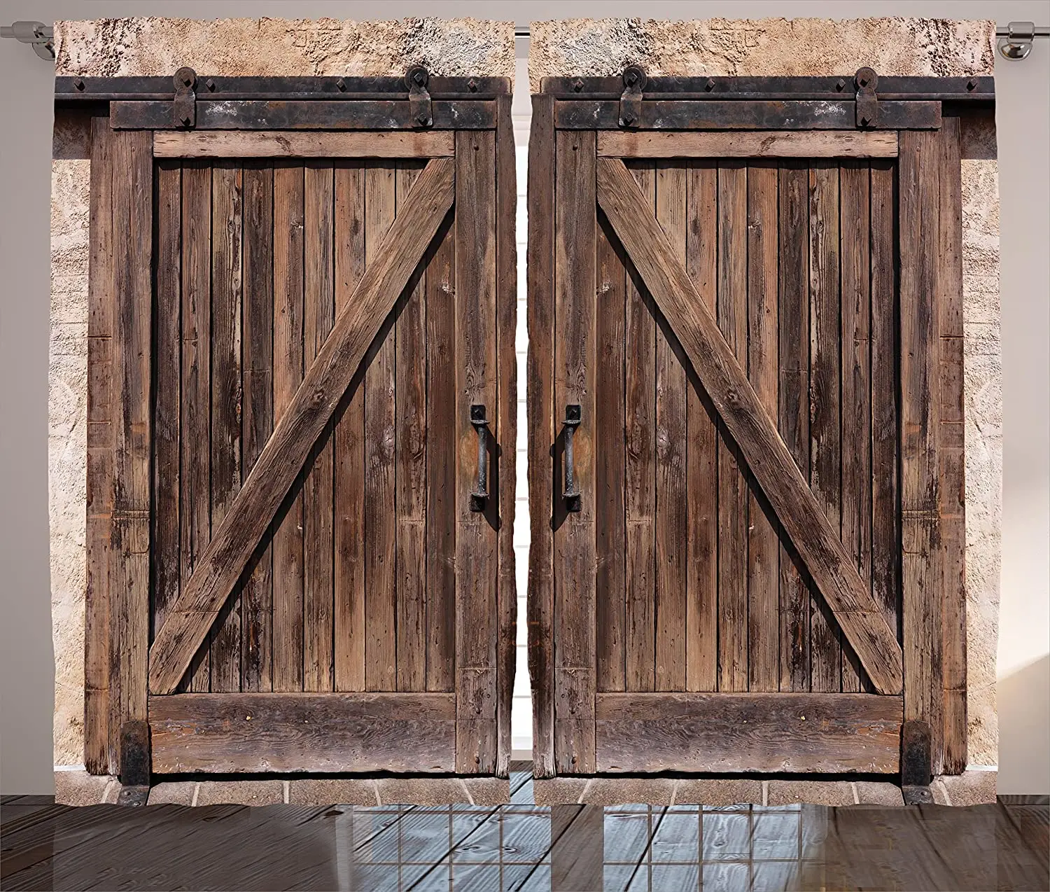 Деревенские шторы деревянный амбар дверь в каменном фермерском доме Винтажный