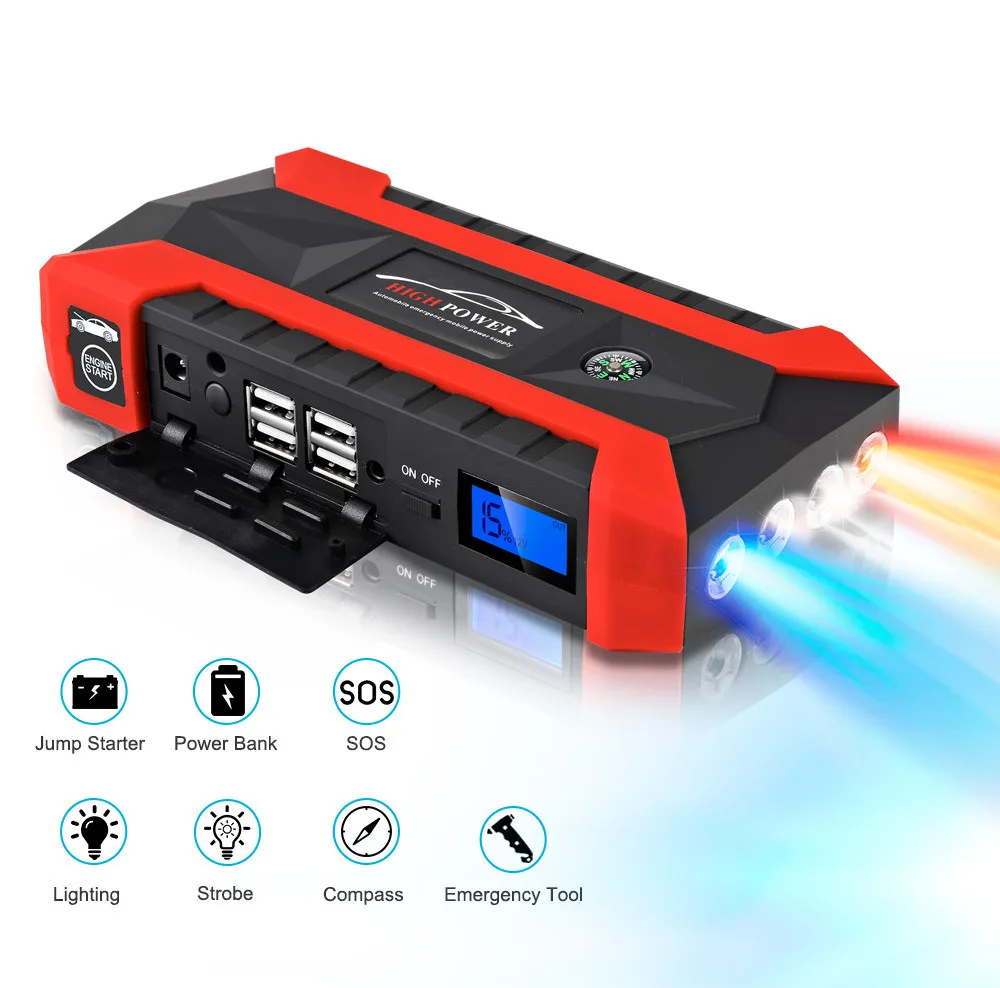 UK 89800mAh 12V lcd 4 USB Автомобильное зарядное устройство, зарядное устройство для автомобиля