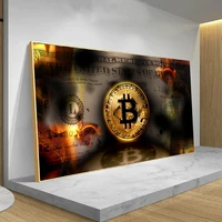 abstract burning bitcoin pattern canvas painting modern parper money art poster print bedroom living room home decor picture