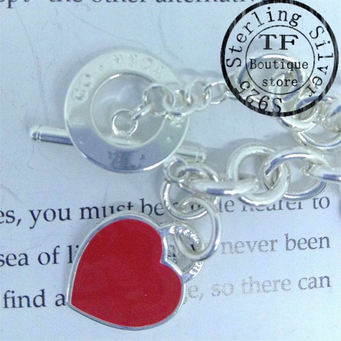 

S925 Sterling Silver women's heart-shaped pendant necklace, lovers birthday party gift, men's thick chain t-ring pendant collar