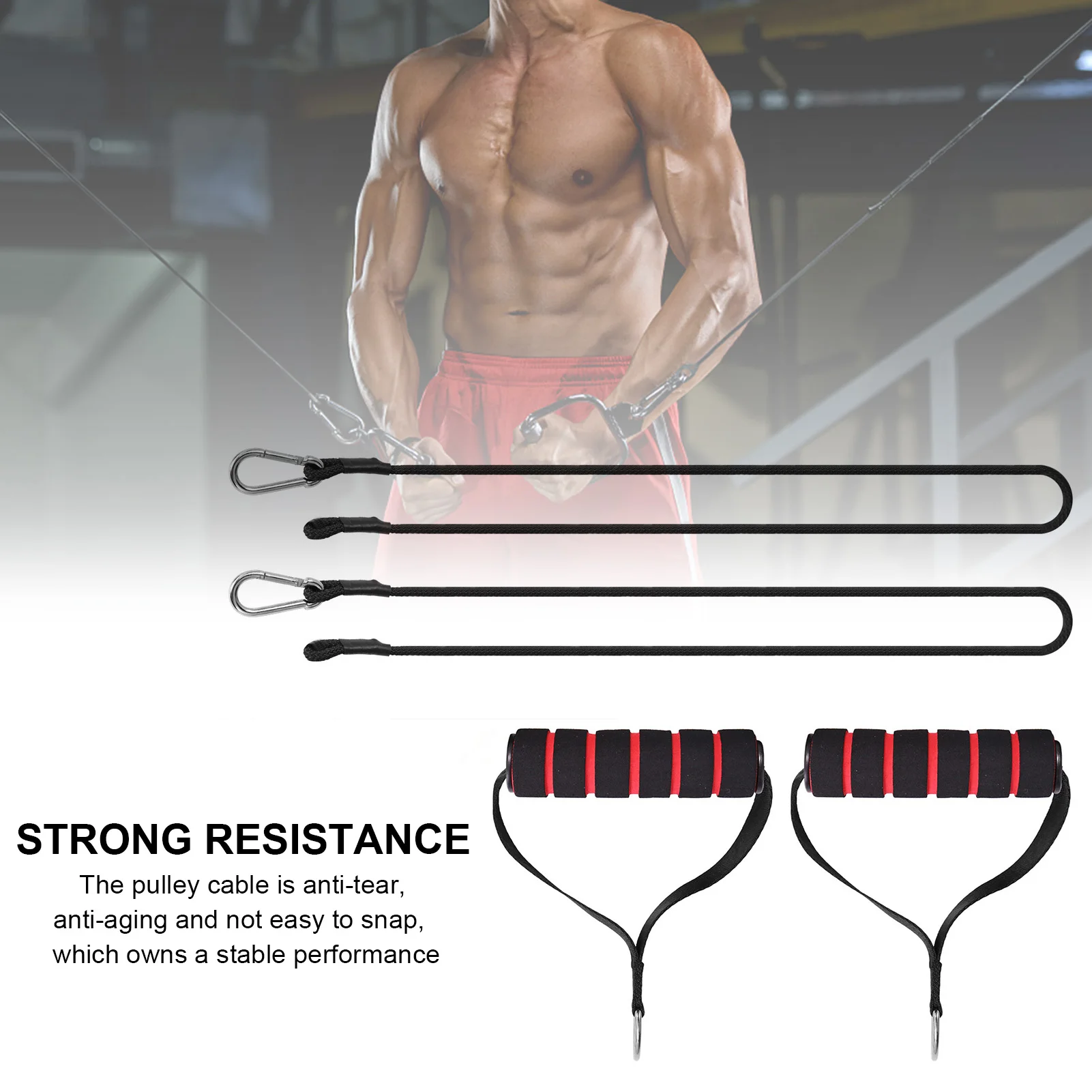 

Pulley System Cable Anti-Tear Fitness Rope For Arm Training Comprehensive Fitness Muscle Trainer Tensile Rod High Strength Rope