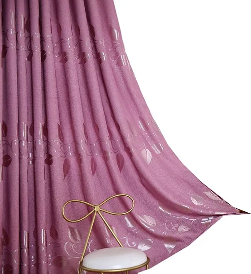 Curtains for Living Dining Room Bedroom Modern Simple Brief Silver Curtain Pure Color Knit Blackout Window Decoration Curtains - Color: Purple curtain