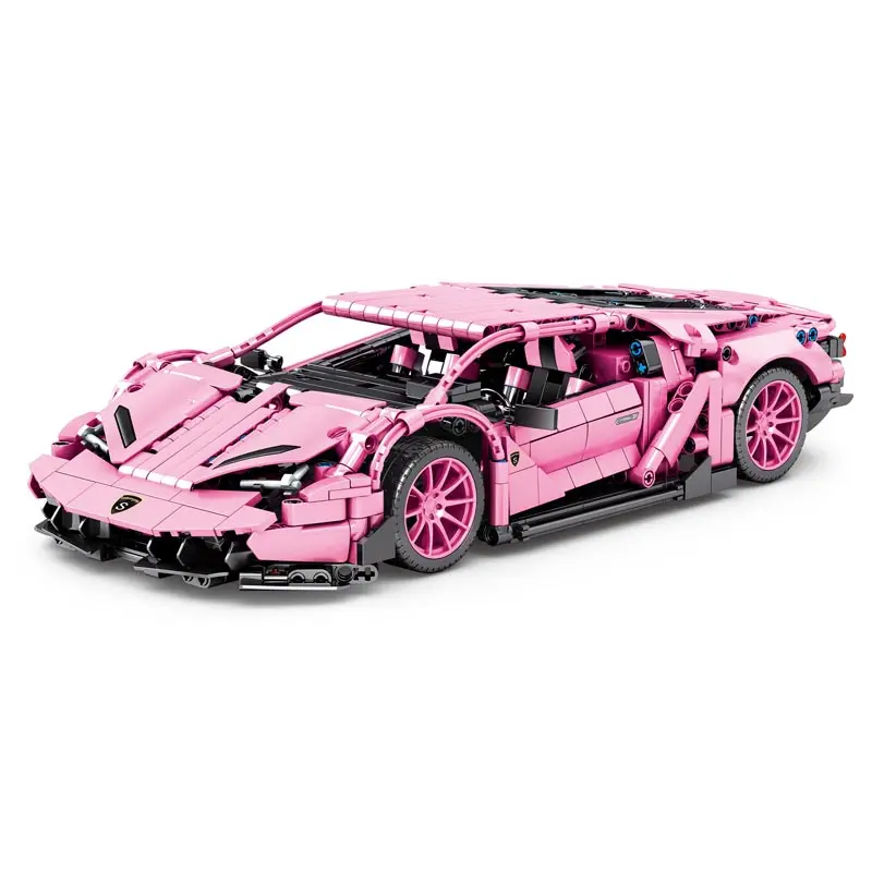 

The 1:14 Pink 1294PCS Super Speed Sports Racing Car Fast Vehicle Model Building Blocks Technical Bricks MOC Set Gifts Kids Toys