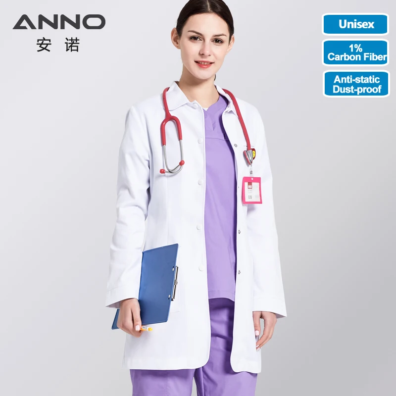 

ANNO Anti-Static Lab Uniforms Out Fit Work Out Wear Pharmacy White Coat Doctor Clinic Gown Research Institute 1% Conductive Wire