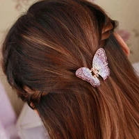 2021 super flashing rhinestone butterfly hair claws clips for girl ponytail hairpin sweet diamond korean hair accessories