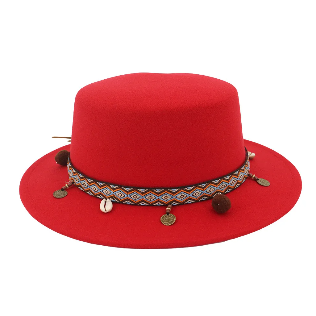 Fedora Cap Women Wide Brim Wool Belt Party Popular Simple Church Trilby Autumn Winter Fashion Casual Dome British Female Hat#C45 |