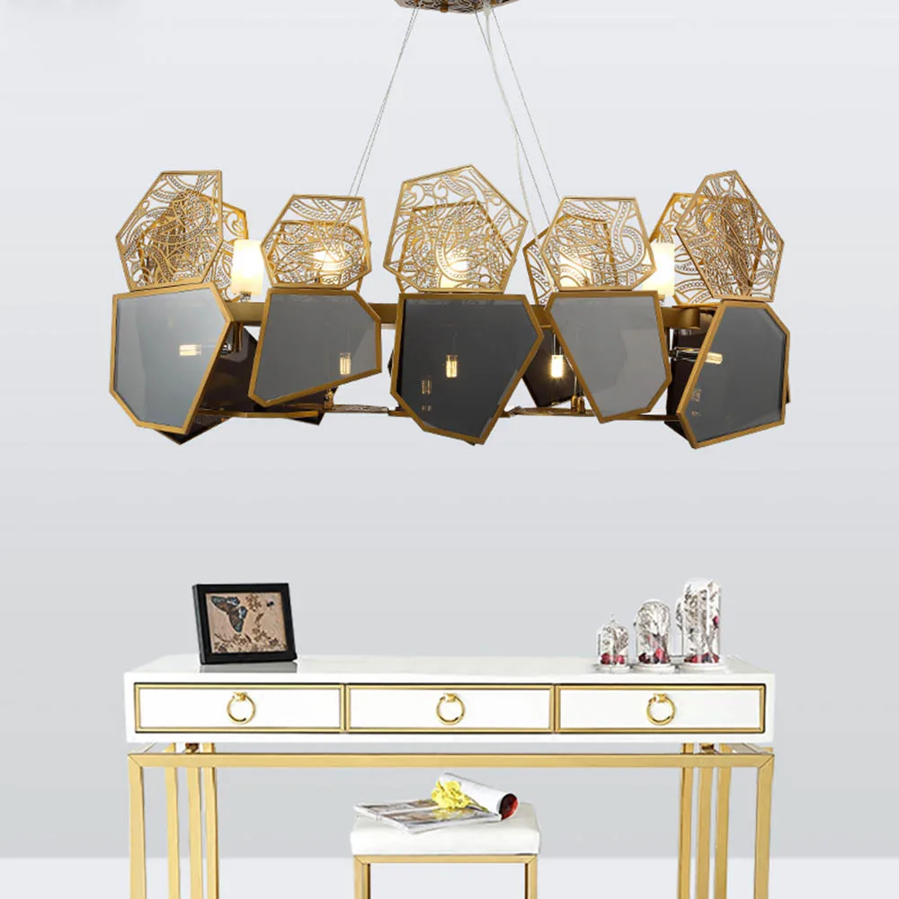 Итальянский Креативный дизайн роскошный черный Стекло абажур оформление c