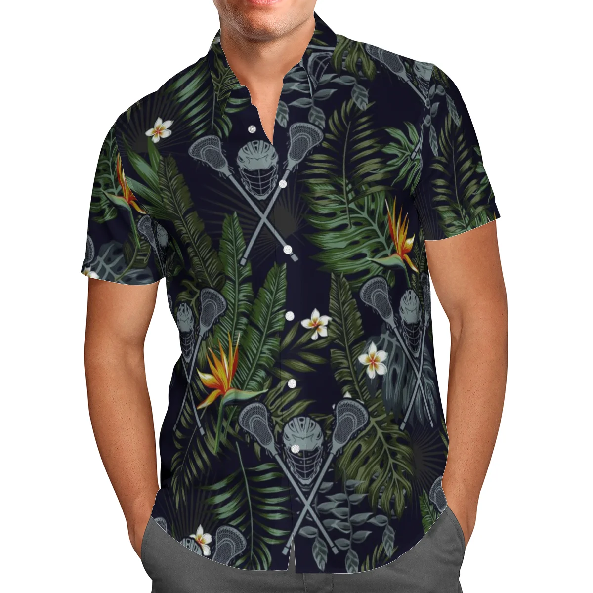 

Ice Hockey Print Short Sleeve Shirts For Men Loose Cardigan Button Shirts Plus Size Hawaiian Style Summer 2021 Ventilated Shirt