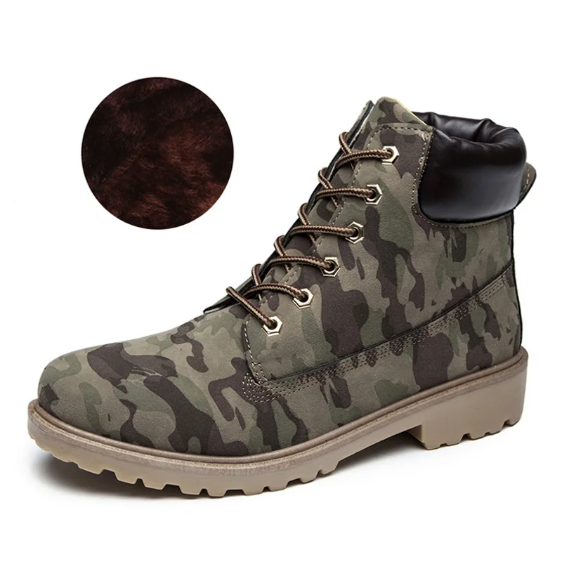 Camouf-fur Новые женские ботинки; камуфляжные ботильоны для женщин; плюшевые теплые зимние ботинки; женские зимние ботинки; женская обувь; Большой размер 42 - Цвет: Camouf-fur