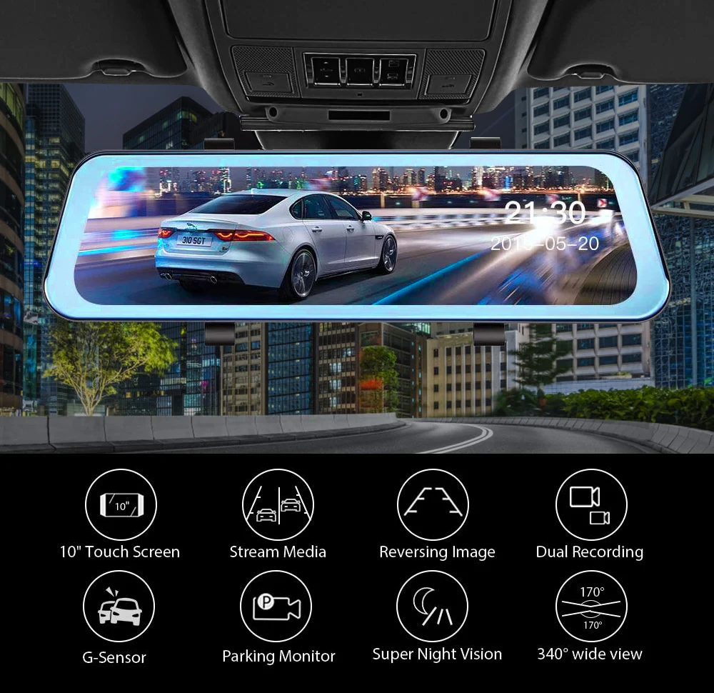 Автомобильный видеорегистратор AIXZ 10 &quot1080P двойная камера заднего вида с