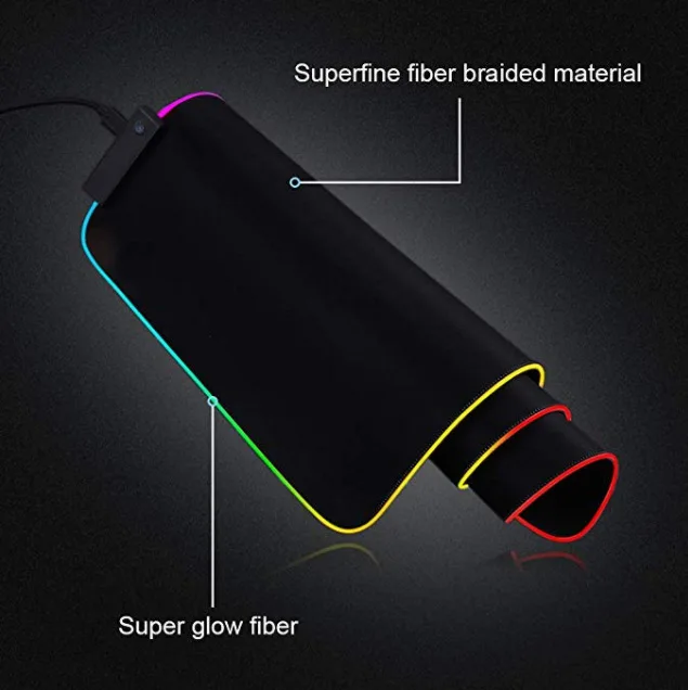 

RGB Large Mouse Pad Gaming Anti-slip Natural Rubber Anime Mouse Mat with Locking Edge Computer Keyboard Desk 7 Colors LED Pad